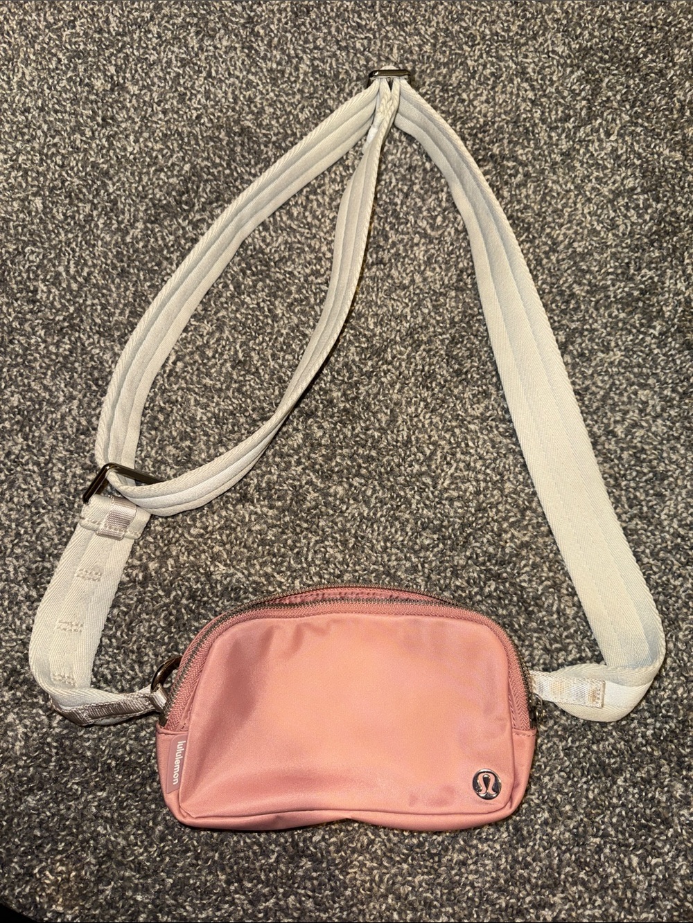 lululemon athletica Pink Crossbody Belt Bag with White Strap